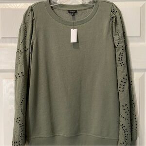 Olive Green Eyelet Sleeve Top
